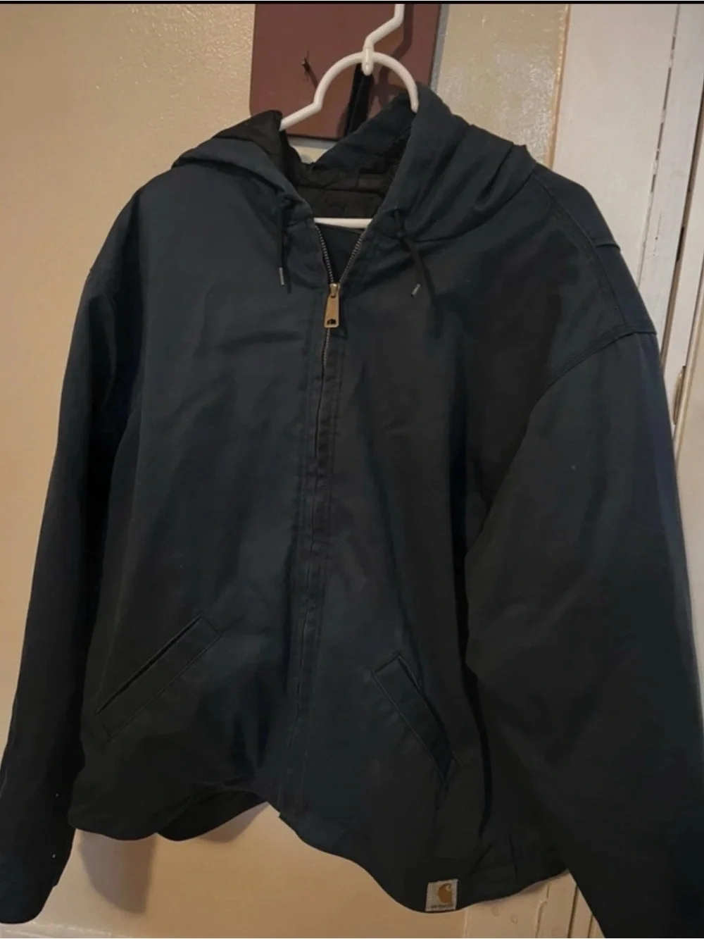Carhartt Men’s 2XL Navy Hooded Quilted Lined Work Jacket